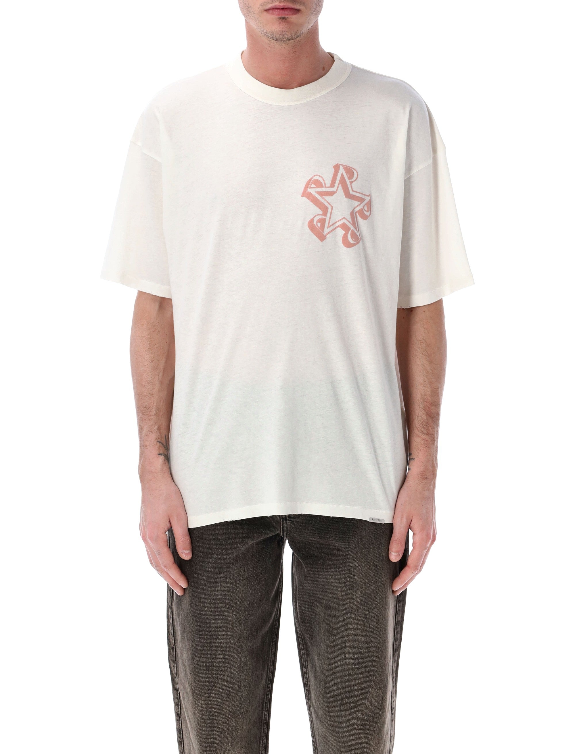 Represent Initial Star T-Shirt Flat White Cotton