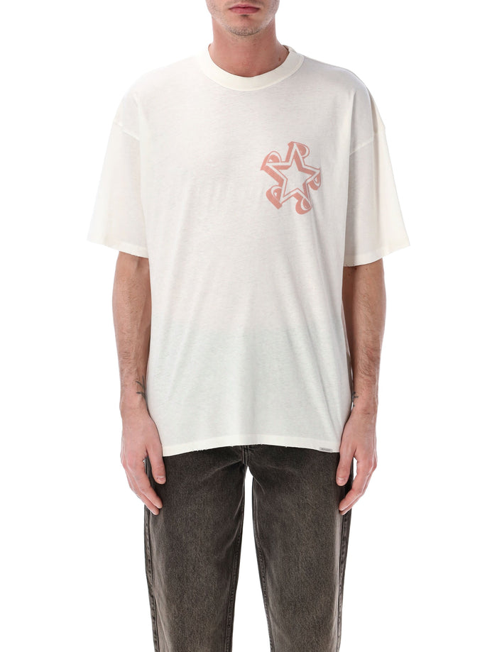 Represent Initial Star T-Shirt Flat White Cotton