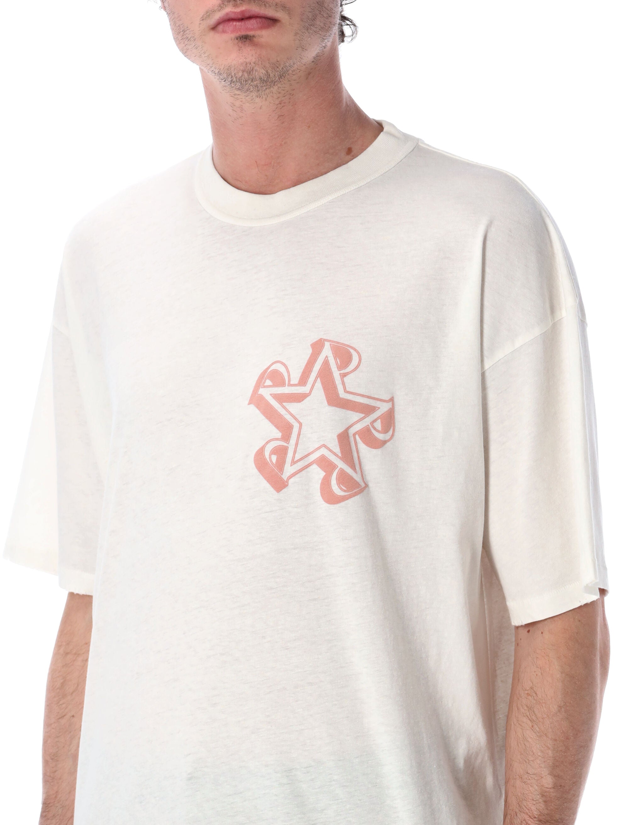 Represent Initial Star T-Shirt Flat White Cotton