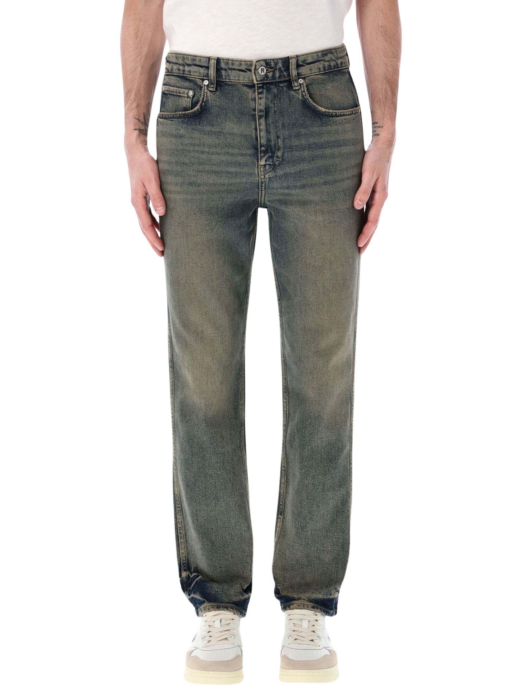 Represent R2 straight leg denim jeans Blue Cream Cotton