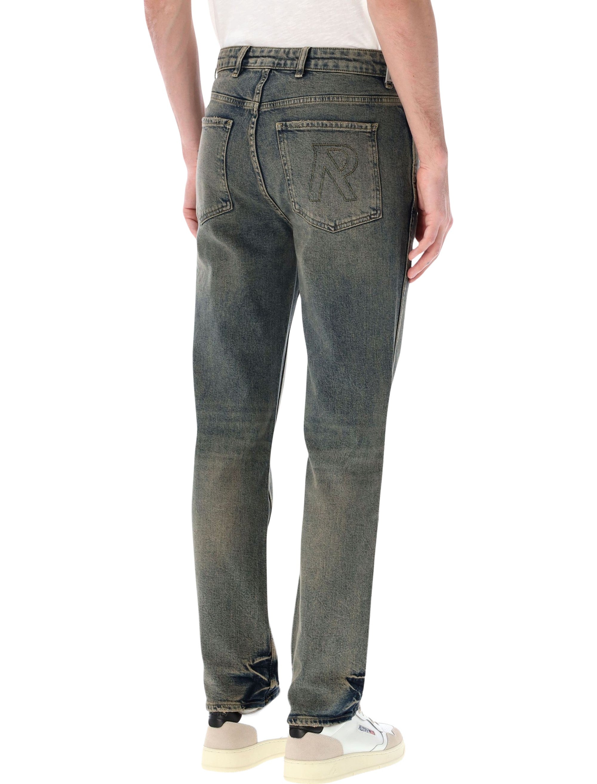 Represent R2 straight leg denim jeans Blue Cream Cotton