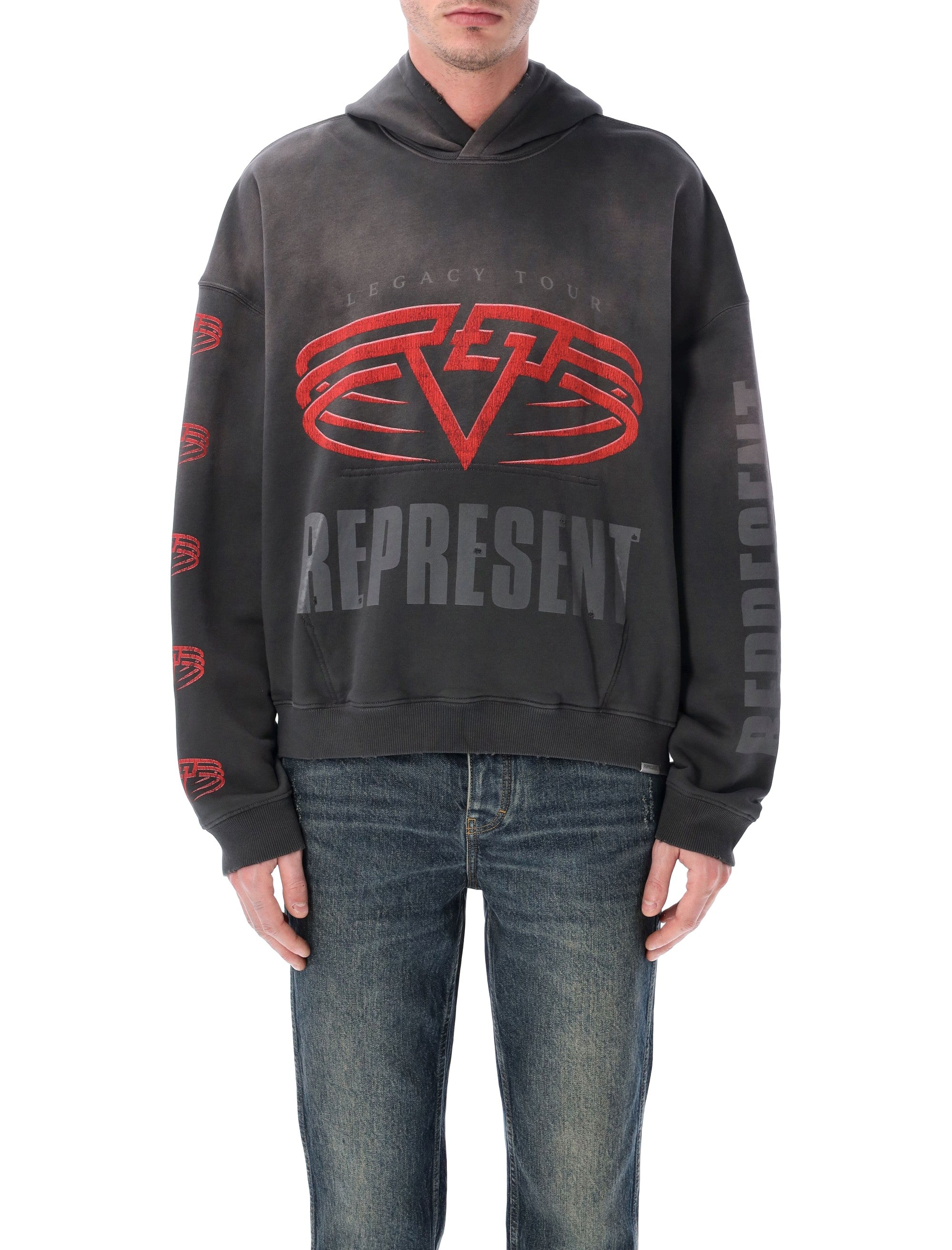 Represent Living Legacy Tour hoodie Sun Fade Grey Cotton Rib Sweatshirt