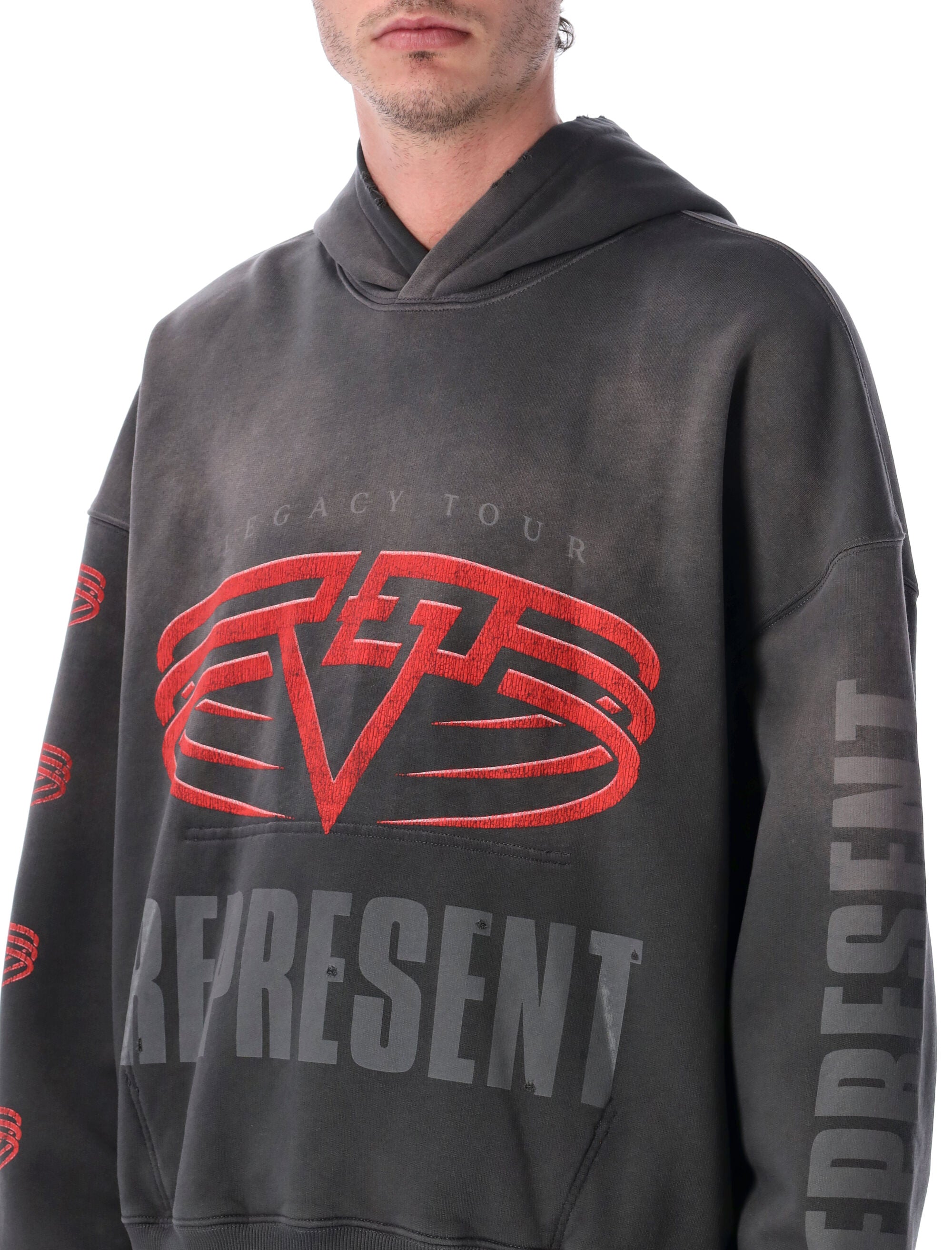 Represent Living Legacy Tour hoodie Sun Fade Grey Cotton Rib Sweatshirt