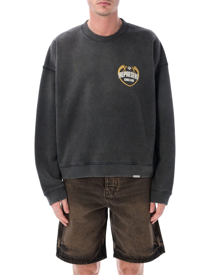 Represent Angel Border sweater Stained Black Cotton Rib Sweatshirt