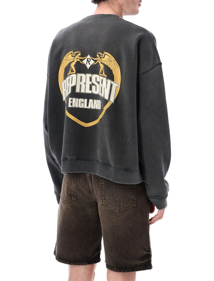 Represent Angel Border sweater Stained Black Cotton Rib Sweatshirt