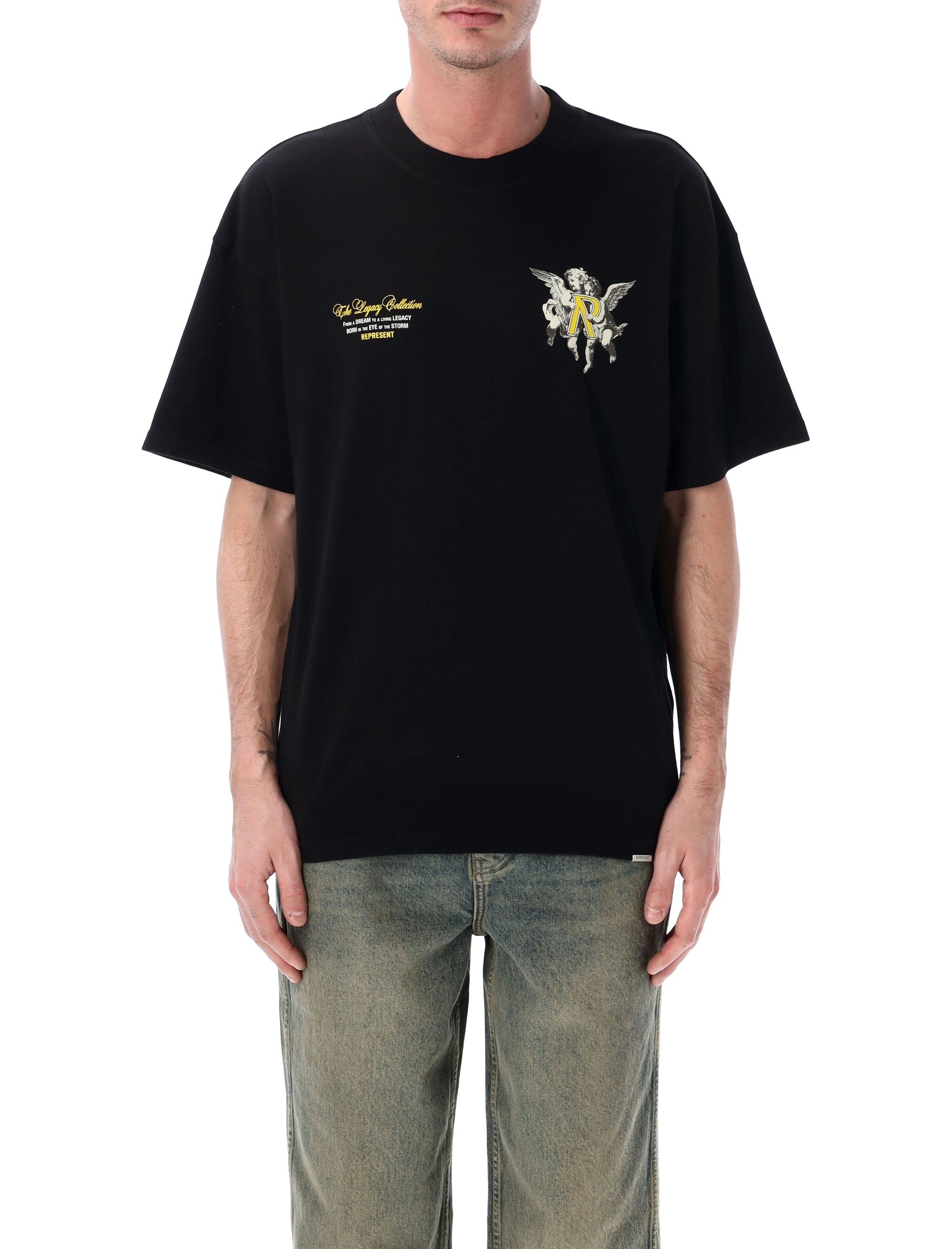 Represent Legacy Cherubs T-shirt Jet Black Cotton