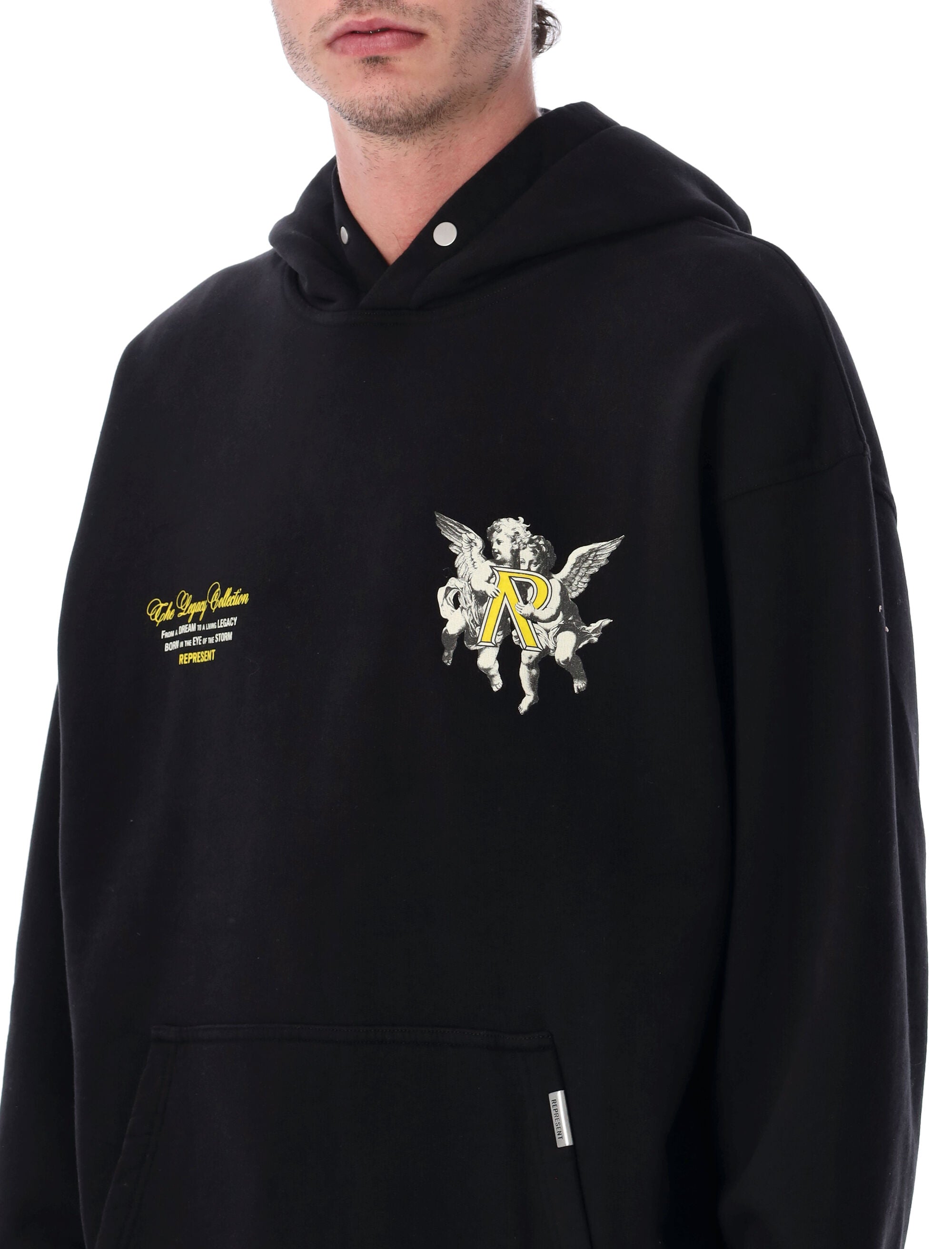 Represent Legacy Cherubs cotton hoodie Jet Black Rib Sweatshirt
