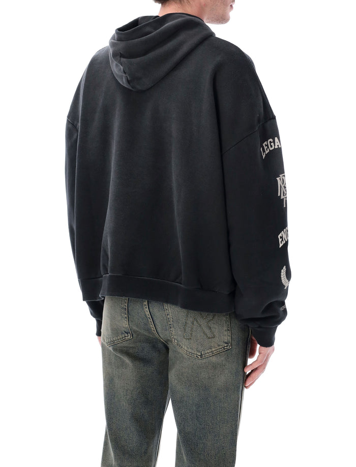 Represent Legacy Crest hoodie Stained Black Cotton Rib Sweatshirt
