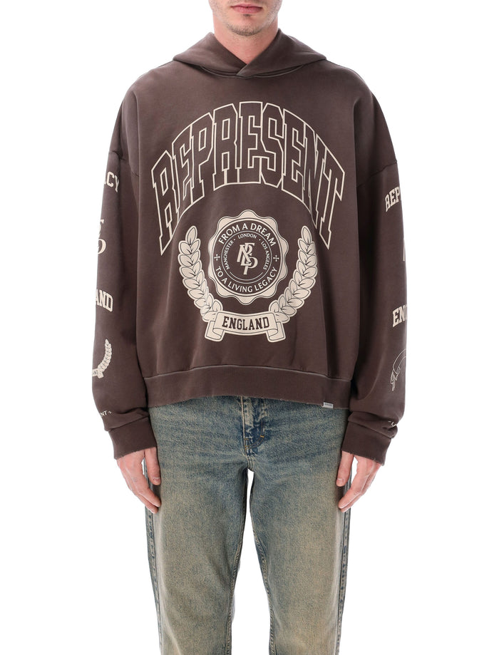 Represent Legacy Crest hoodie Brown Cotton Rib Sweatshirt