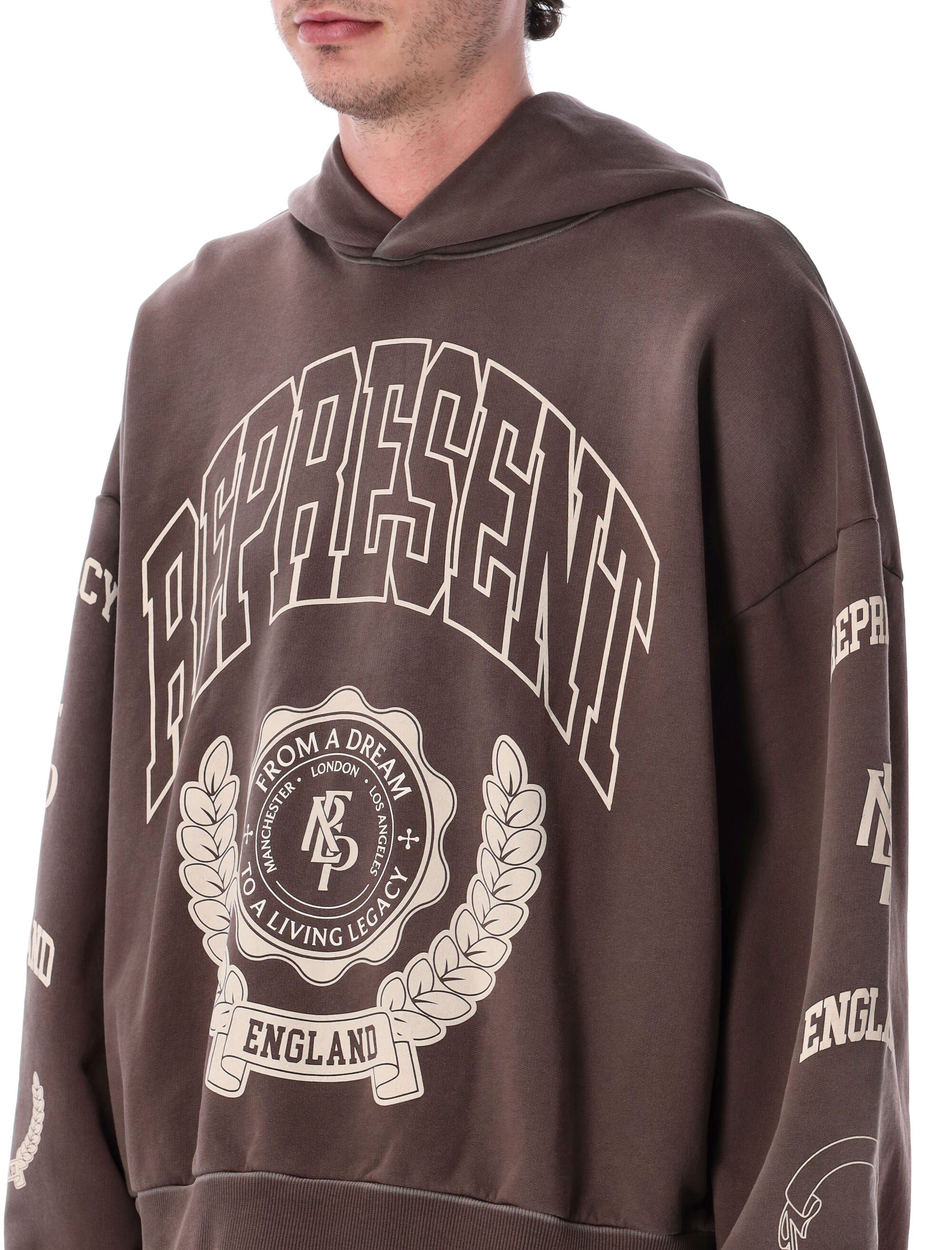 Represent Legacy Crest hoodie Brown Cotton Rib Sweatshirt