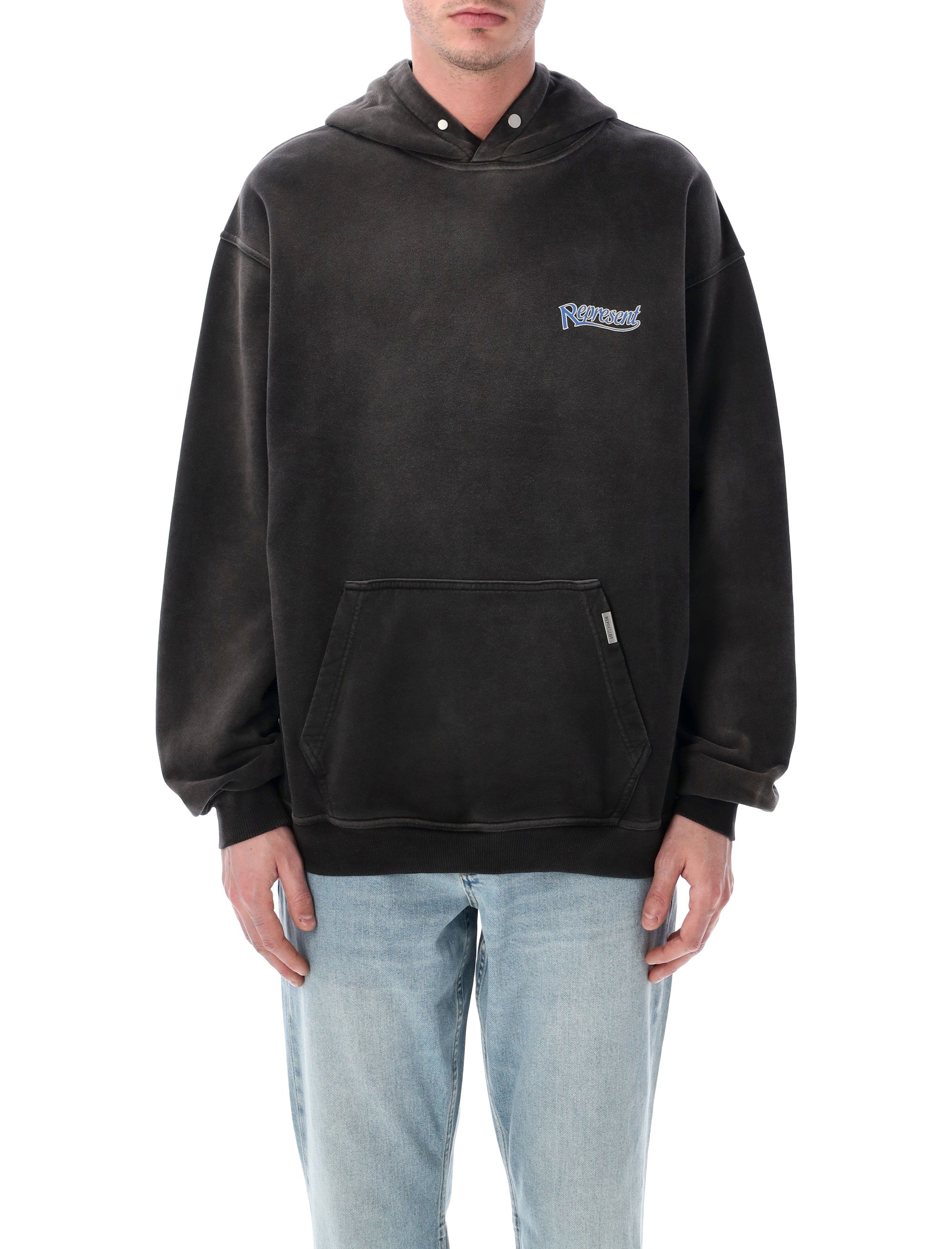 Represent Showcasing cotton hoodie Stained Black Rib Sweatshirt