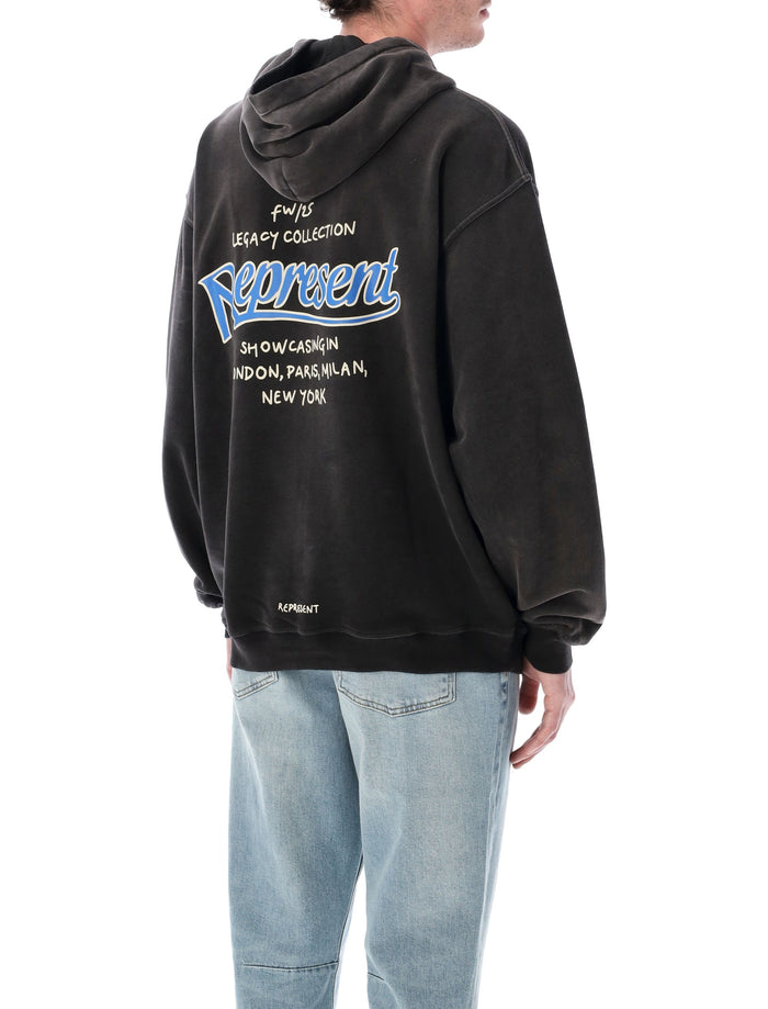 Represent Showcasing cotton hoodie Stained Black Rib Sweatshirt