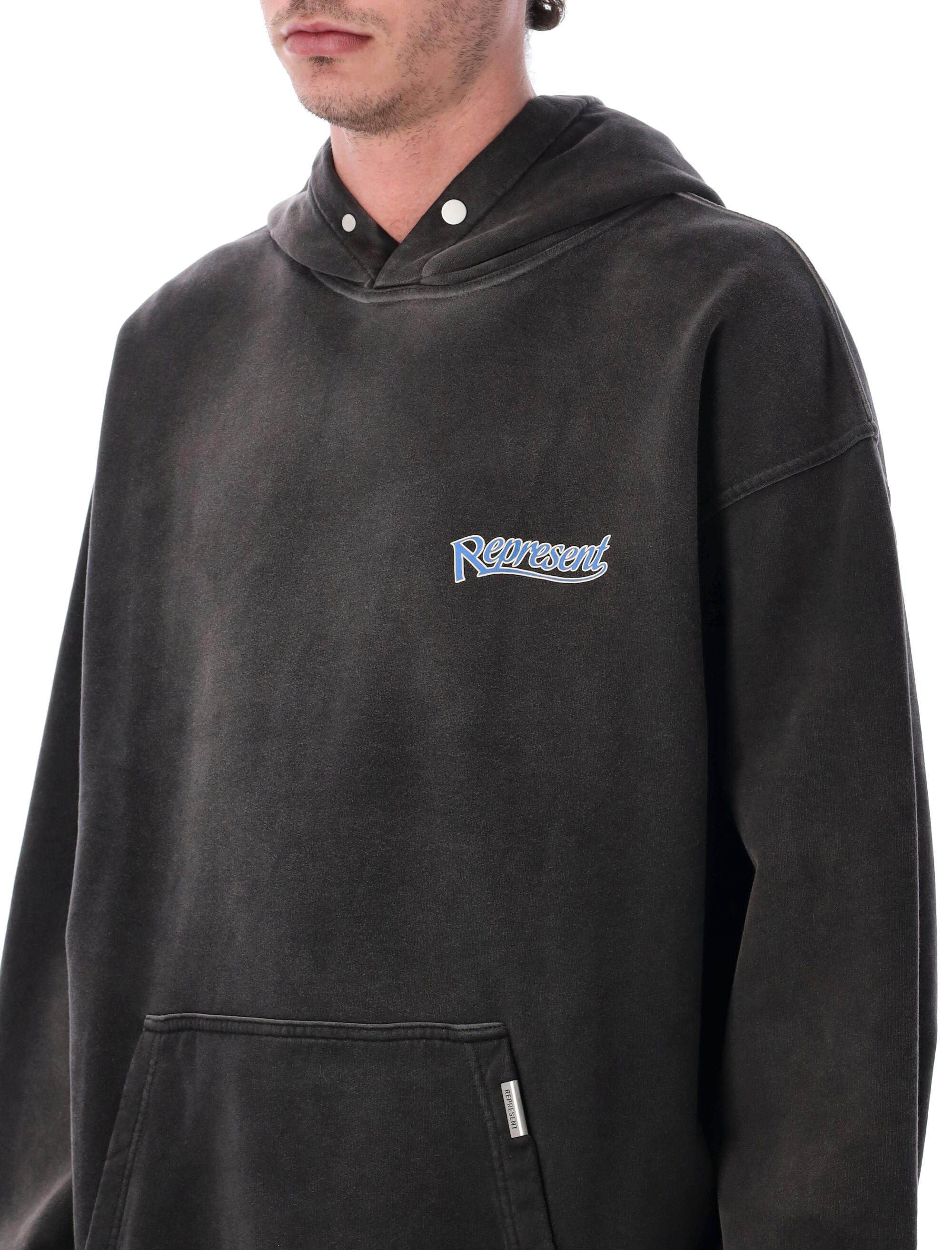 Represent Showcasing cotton hoodie Stained Black Rib Sweatshirt