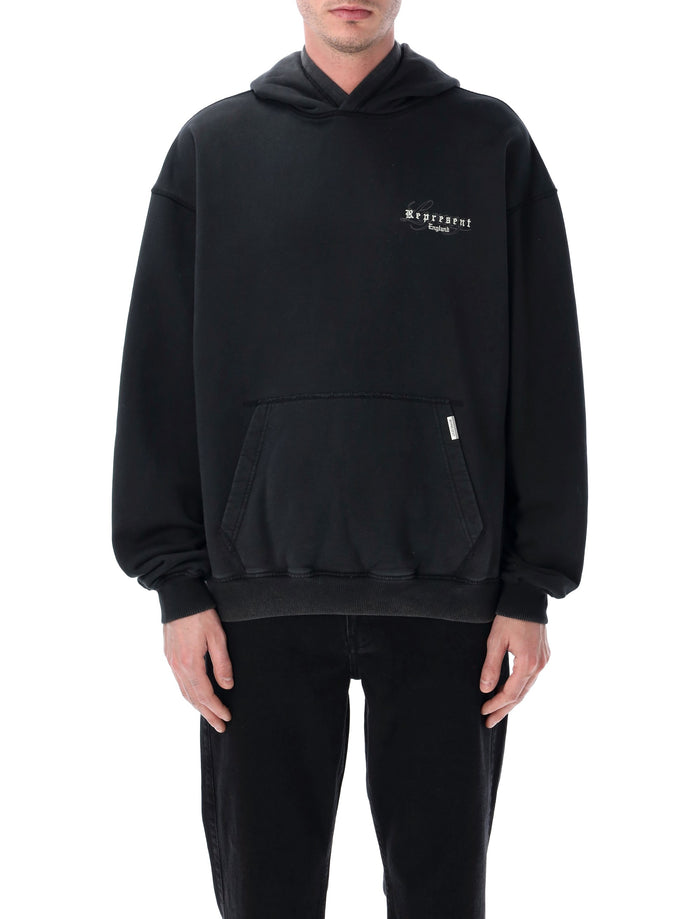 Represent England Legacy hoodie Vintage Black Cotton Rib Sweatshirt