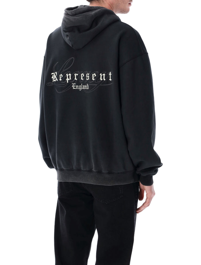 Represent England Legacy hoodie Vintage Black Cotton Rib Sweatshirt