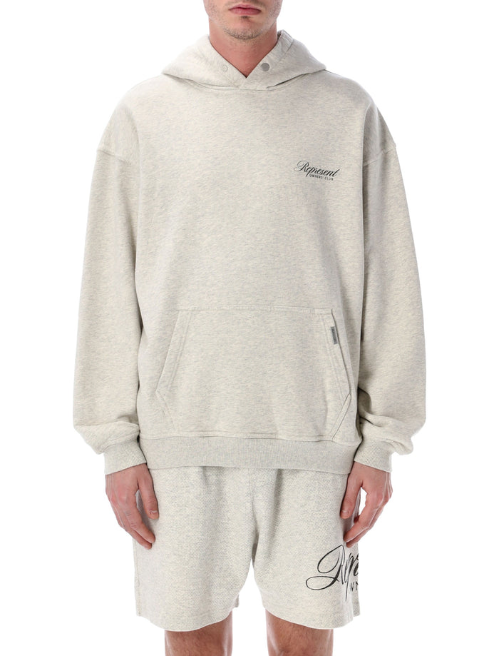Represent Owners Club Script Hoodie Cream Marl Cotton Rib Sweatshirt