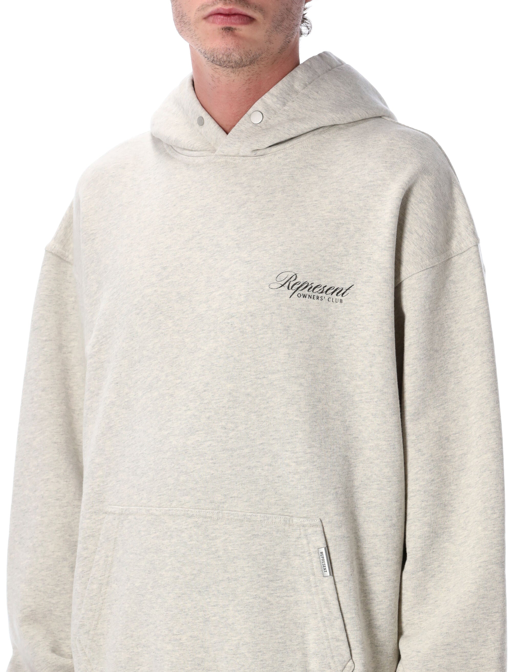 Represent Owners Club script hoodie Cream Marl Cotton Rib Sweatshirt