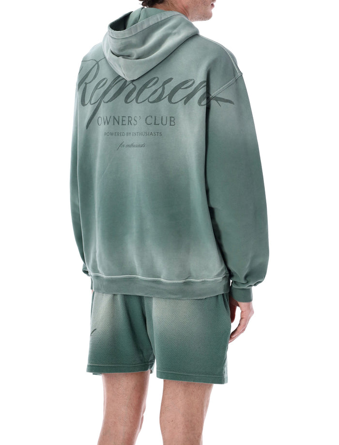Represent Owners Club script hoodie Vintage Green Cotton Rib Sweatshirt