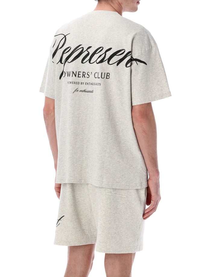Represent Owners Club Script T-shirt Cream Marl Cotton