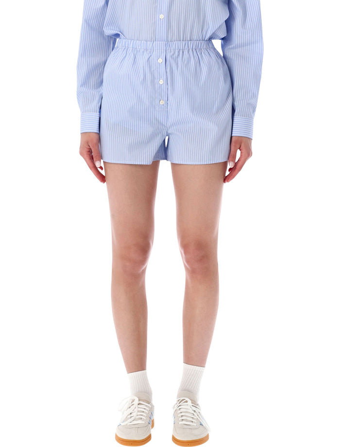 Sporty & Rich Striped Boxer Shorts Light Blue Stripe Cotton