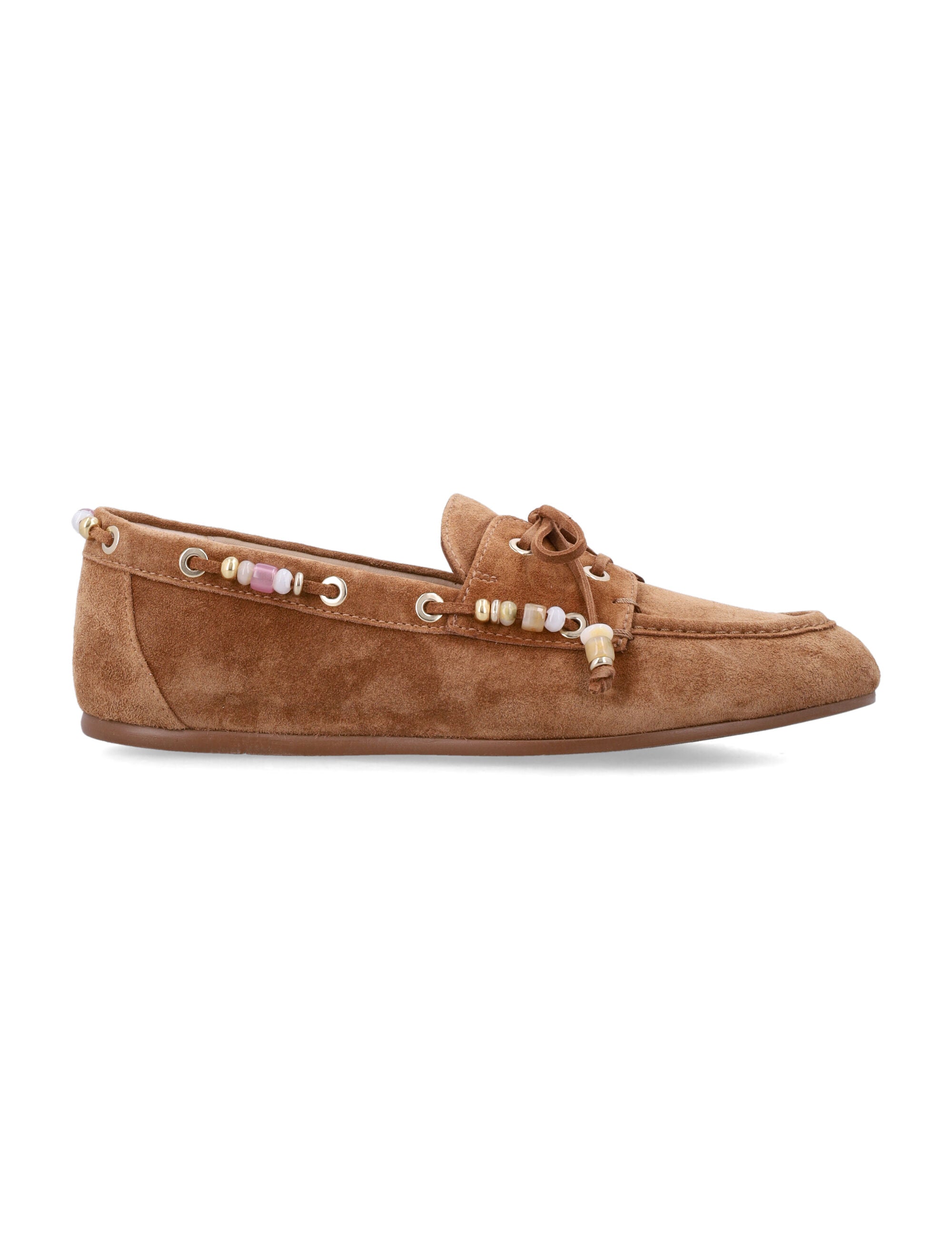 Stuart Weitzman Suede Majorca Loafers Tan Upper