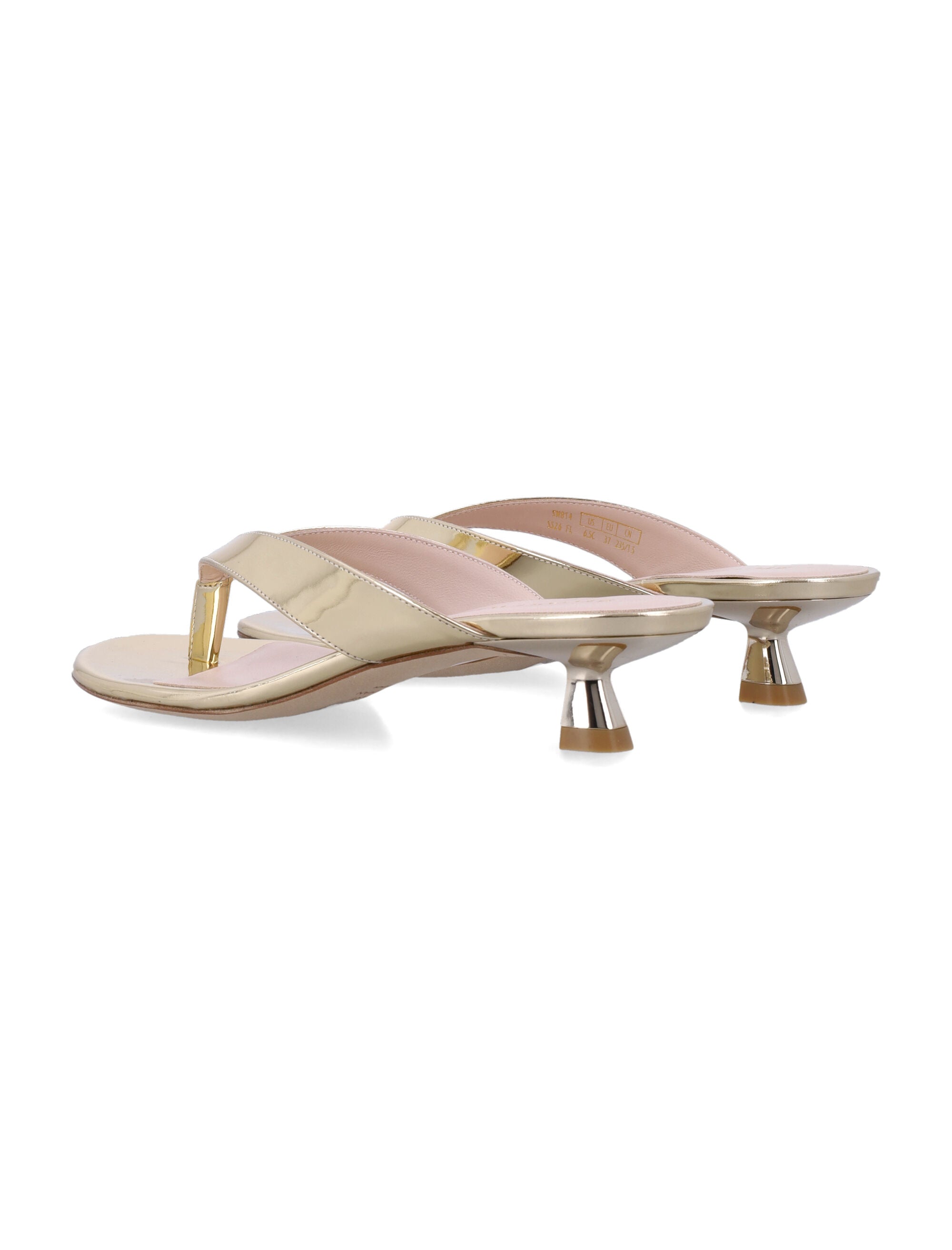 Stuart Weitzman Laminated Leather Rio Sleek Sandal Platinum Upper