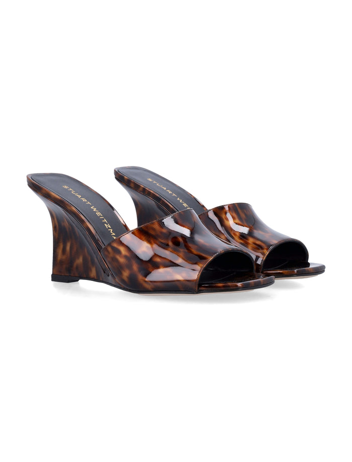 Stuart Weitzman Tortoiseshell Vinnie Wedge Mule Turtle Upper Sandal