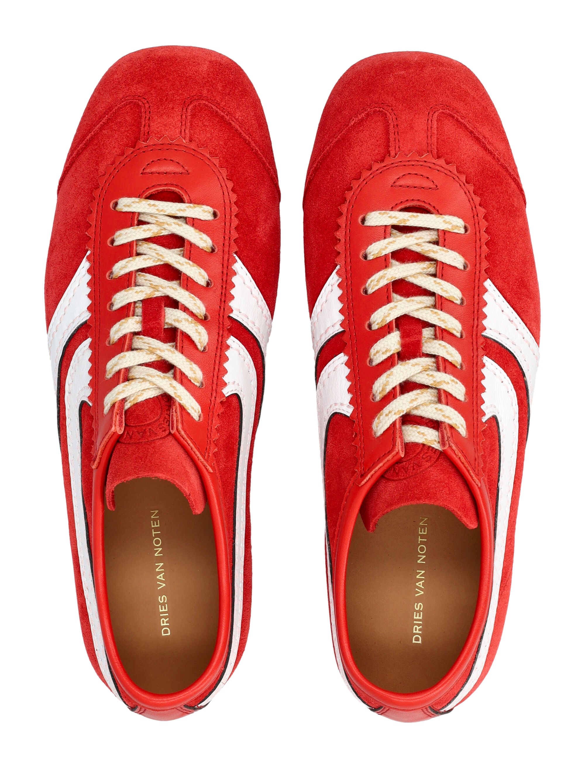 Dries Van Noten suede retro womans sneakers Red Upper