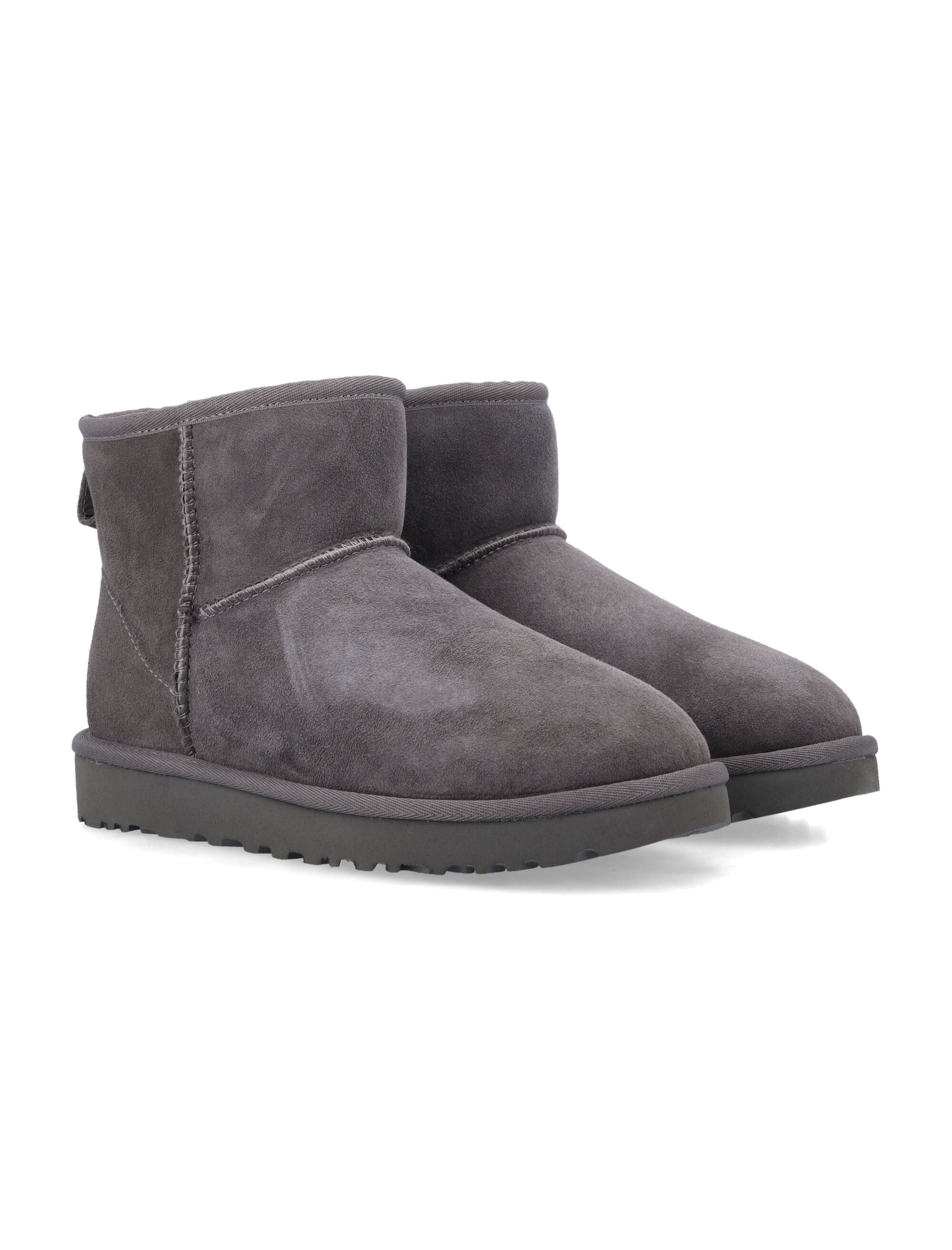 Ugg Classic Mini Ii Suede Boots With Shearling Lining Grey Upper
