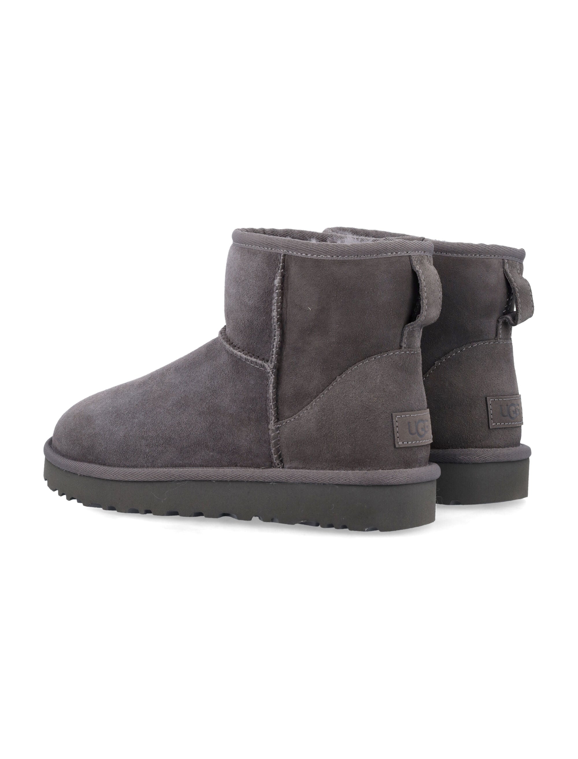 Ugg Classic Mini Ii Suede Boots With Shearling Lining Grey Upper