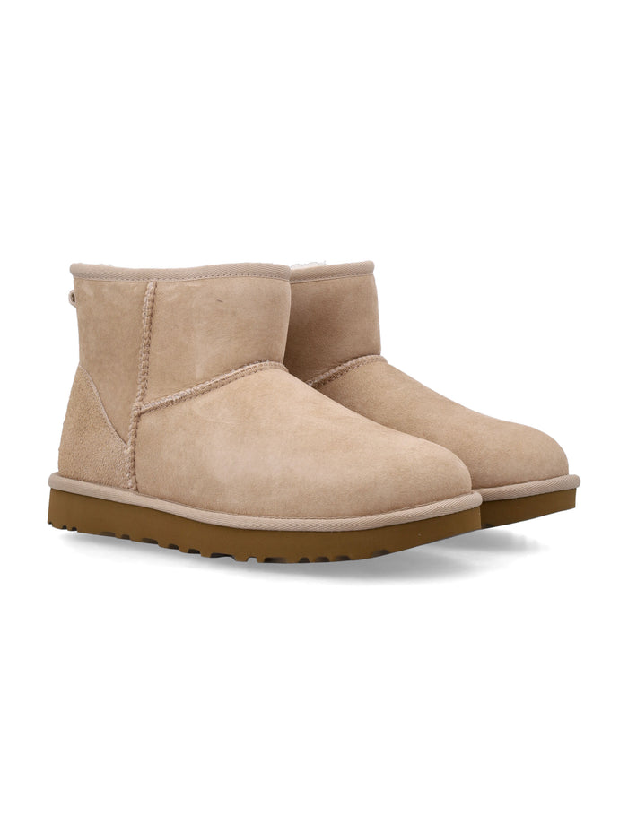 Ugg Classic Mini Ii Suede Boots With Shearling Lining Sand Upper