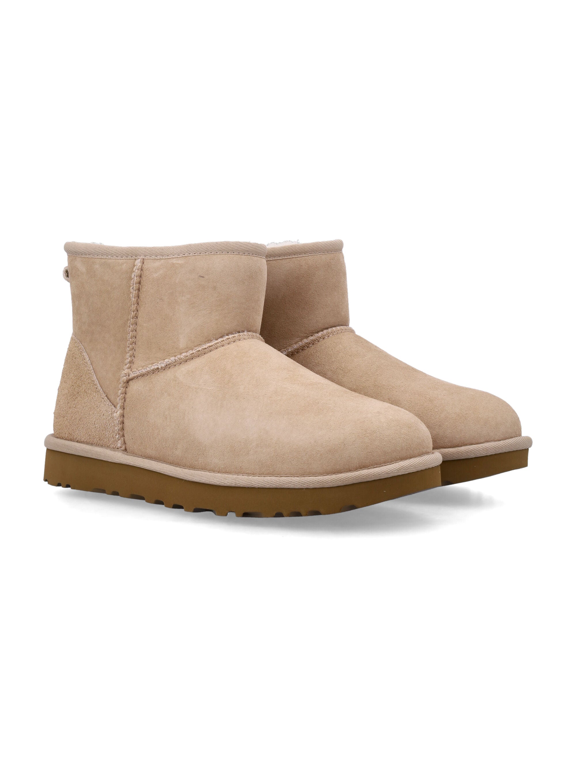 Ugg Classic Mini Ii Suede Boots With Shearling Lining Sand Upper