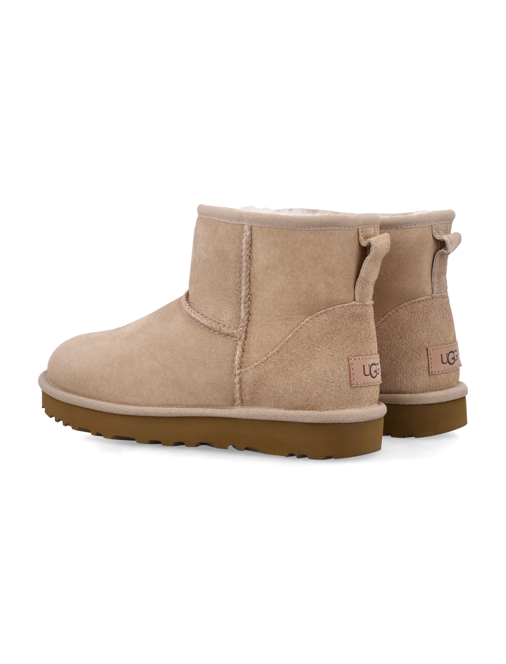 Ugg Classic Mini Ii Suede Boots With Shearling Lining Sand Upper