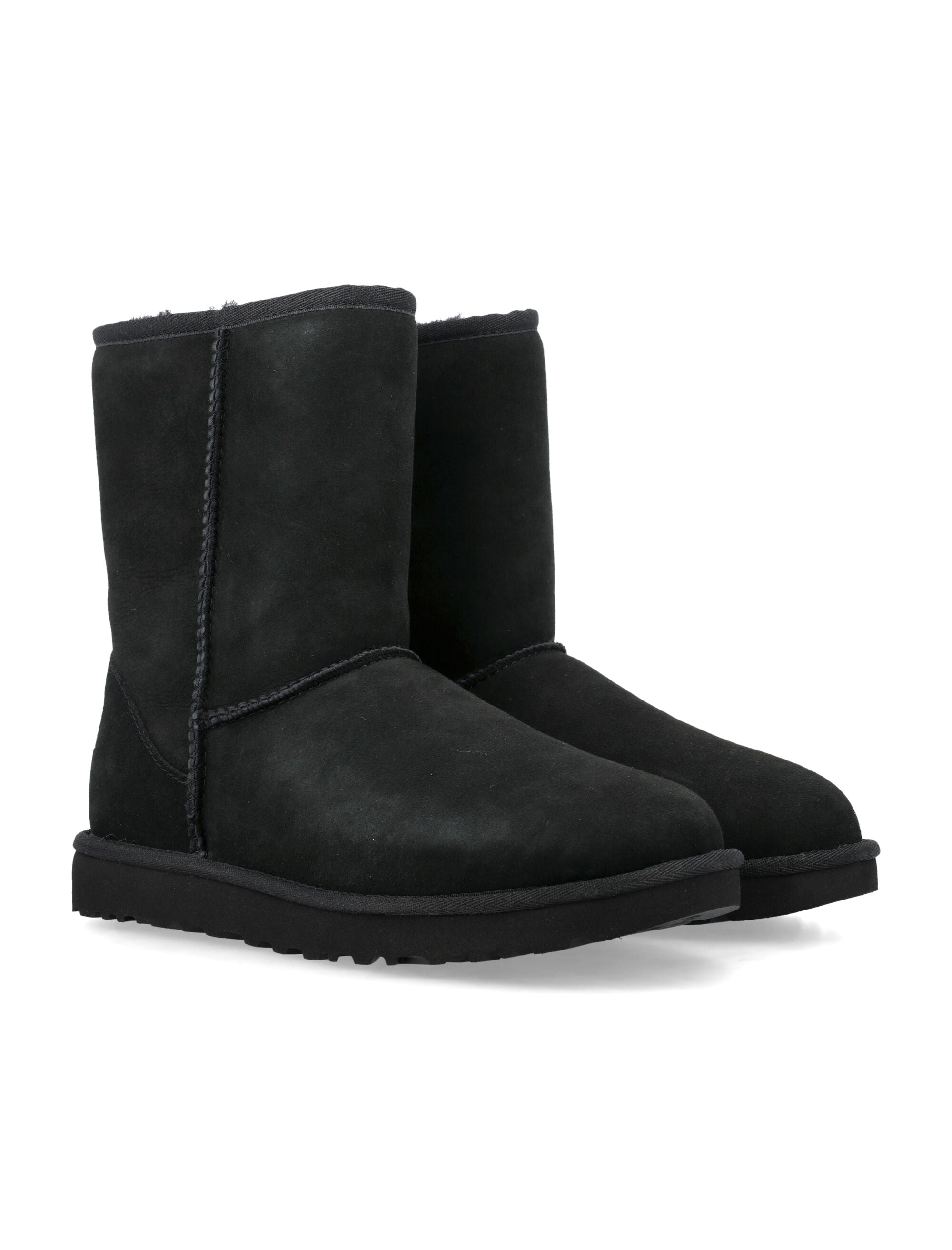 Ugg Womans Classic Short Ii Suede Boots Black Upper