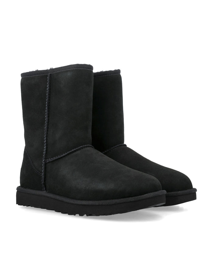 Ugg Womans Classic Short Ii Suede Boots Black Upper