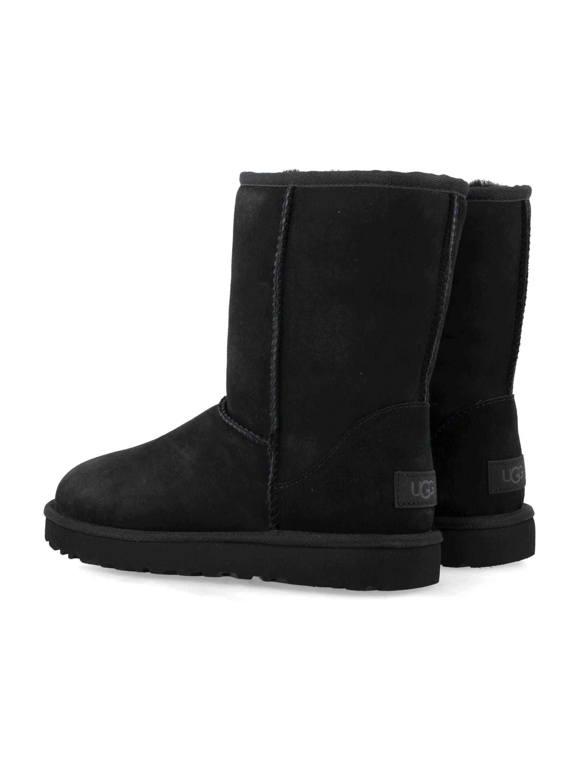 Ugg Womans Classic Short Ii Suede Boots Black Upper