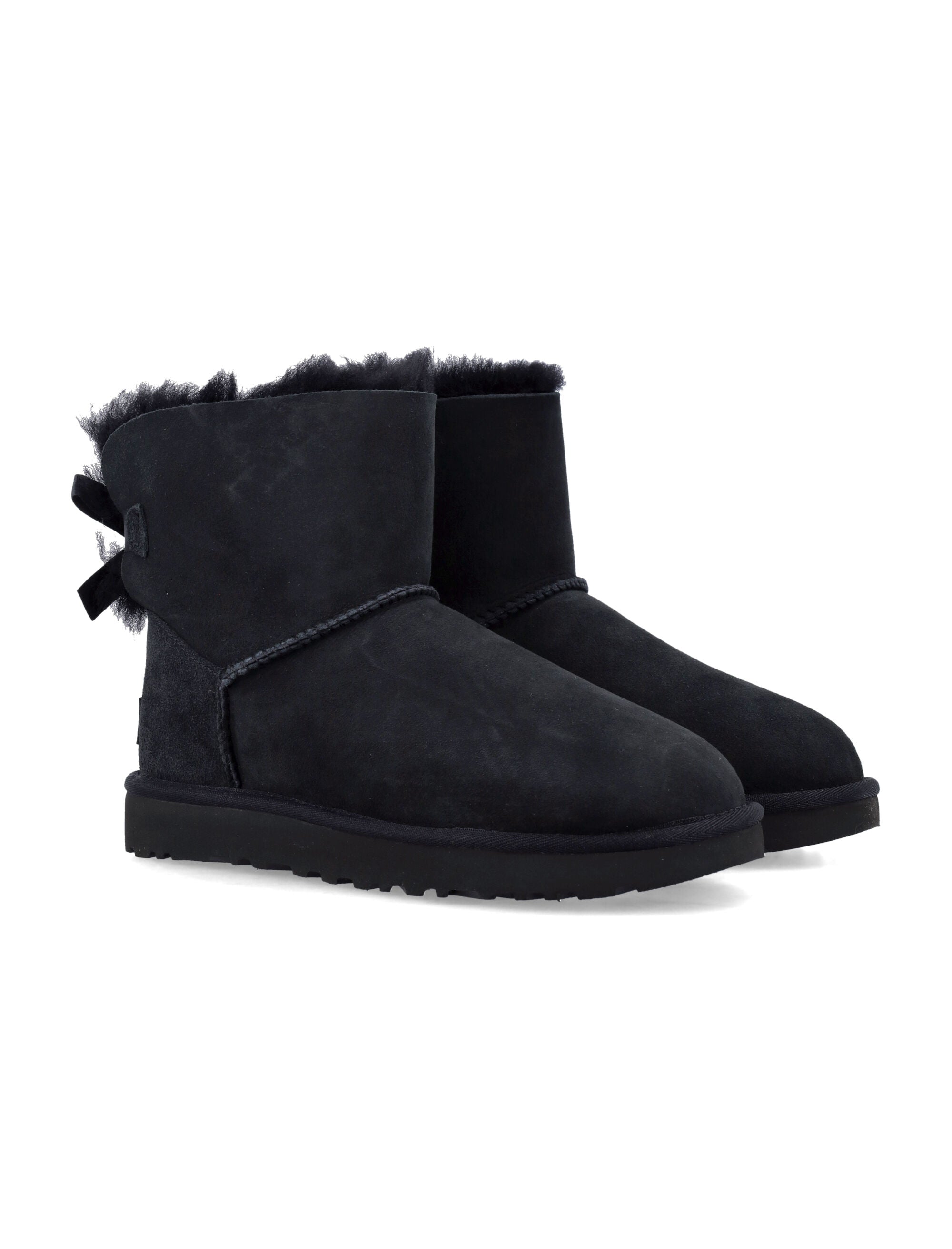 Ugg Womens Mini Bailey Bow Ii Suede Boots Black Upper