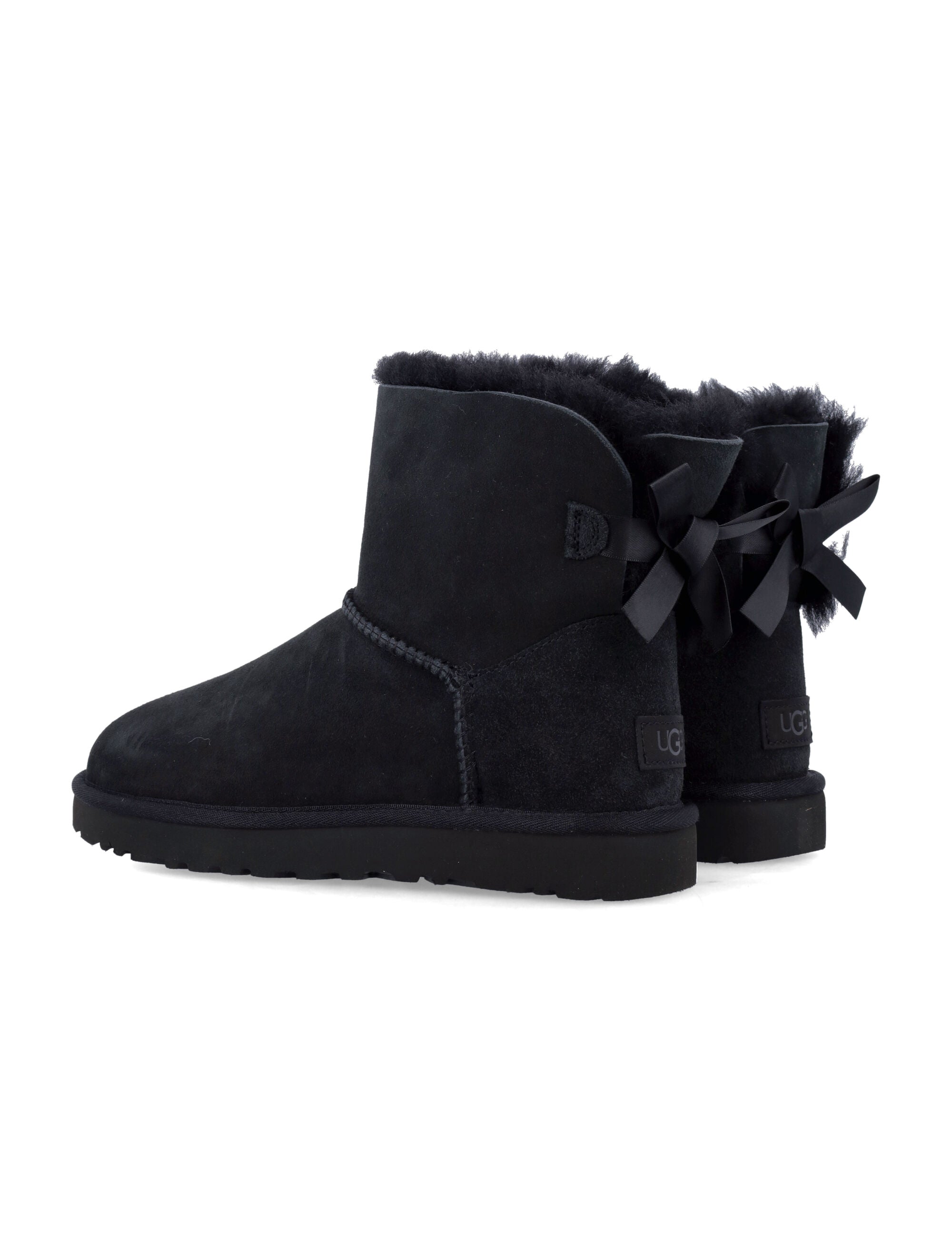 Ugg Womens Mini Bailey Bow Ii Suede Boots Black Upper