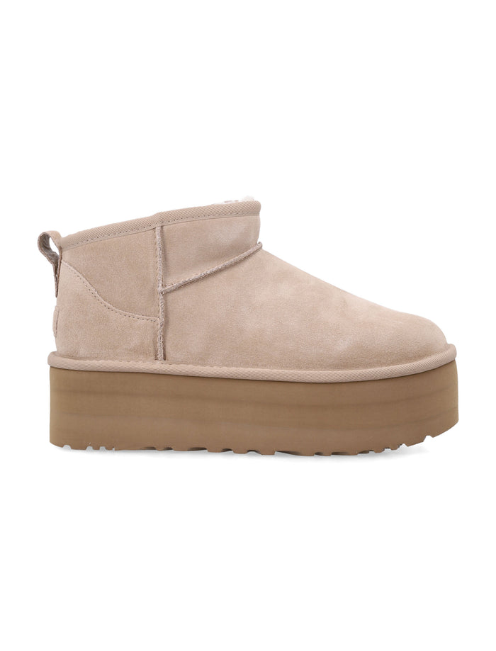 Ugg Womans Classic Ultra Mini Platform Sand Upper Boot