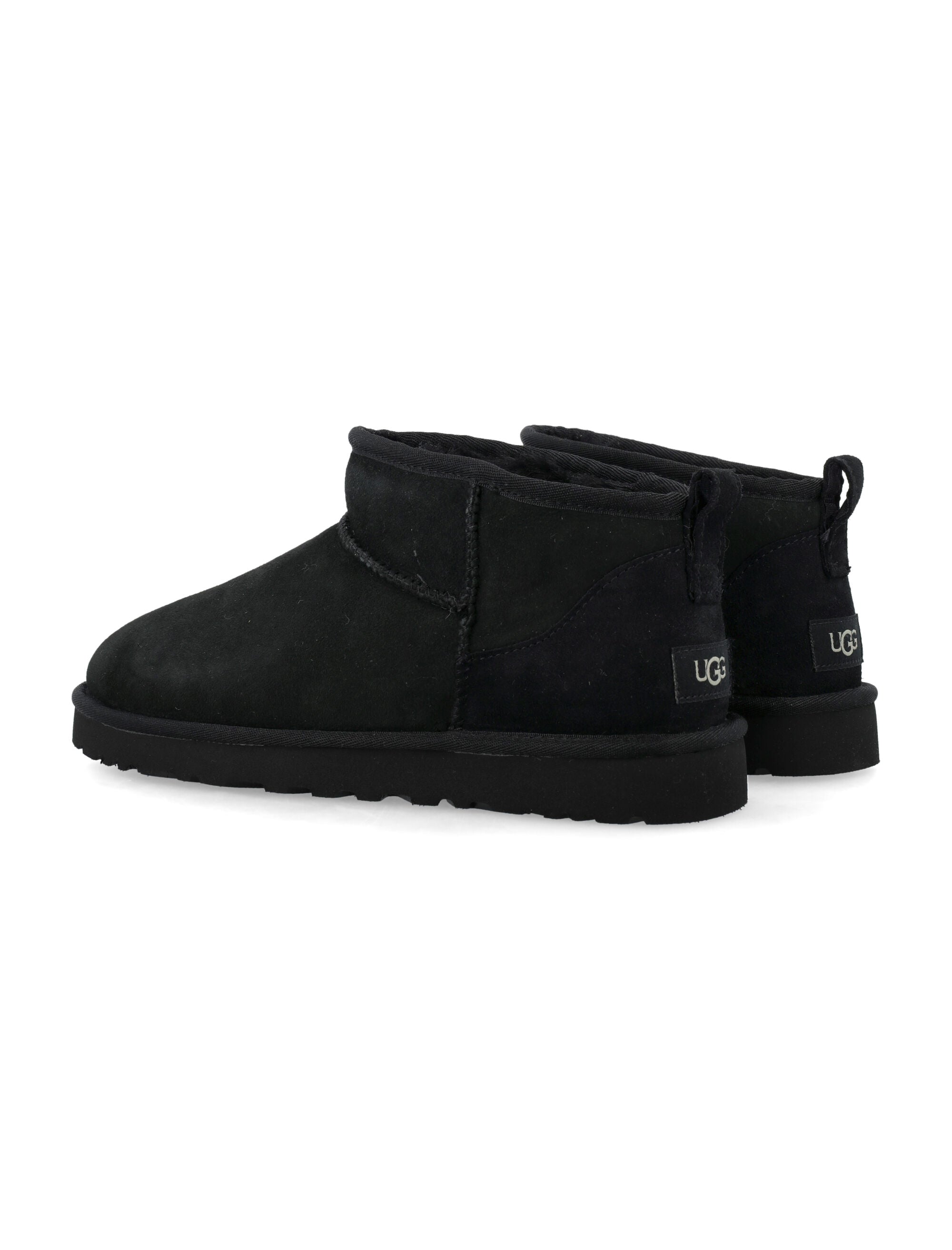 Mens Ugg Classic Ultra Mini Suede Boots Black Upper Leather Lining