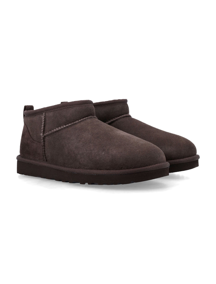 Mens Ugg Classic Ultra Mini Suede Boots Dusted Cocoa Upper Leather Lining
