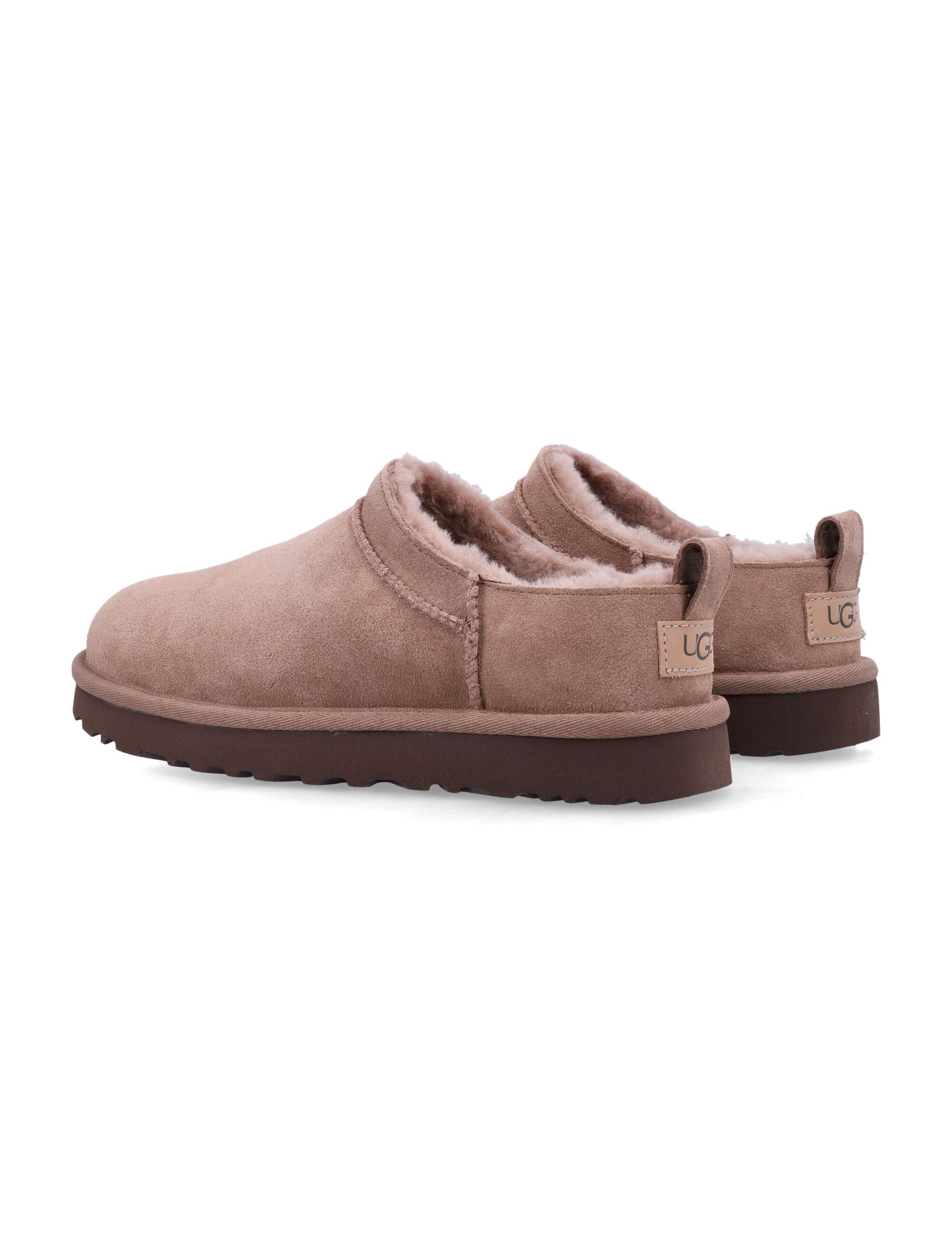 Ugg Classic Micro Suede Sheepskin Boots Rocky Oak Upper Mules