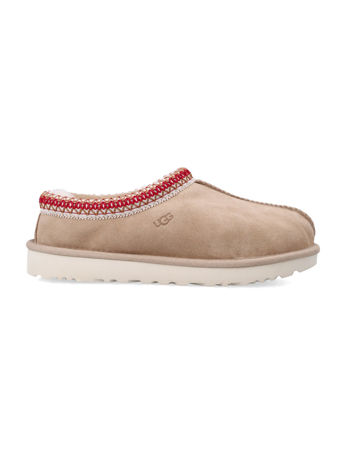 Ugg Tasman Ii Womens Suede Slippers Sand Dark Cherry Upper Mules