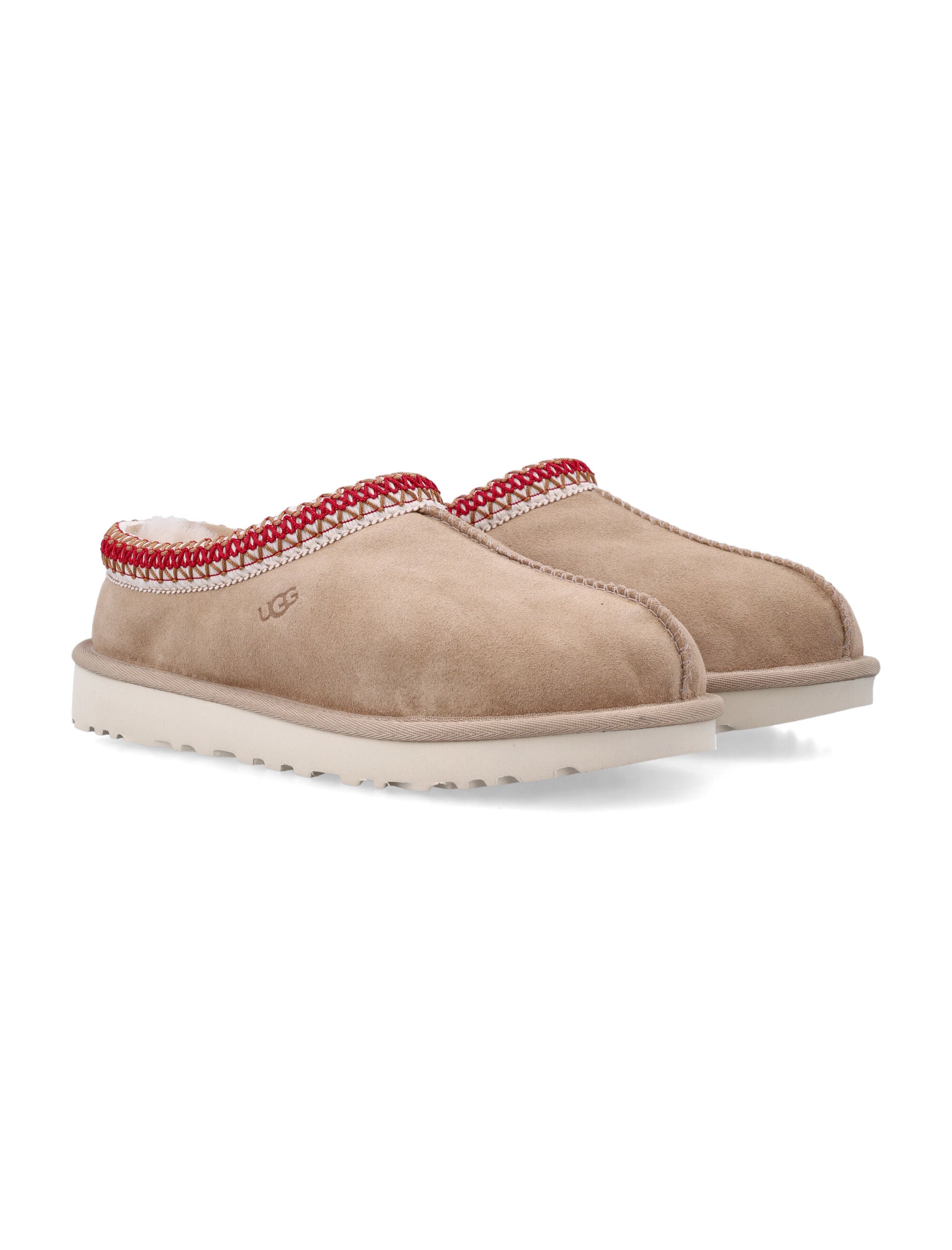 Ugg Tasman Ii Womens Suede Slippers Sand Dark Cherry Upper Mules