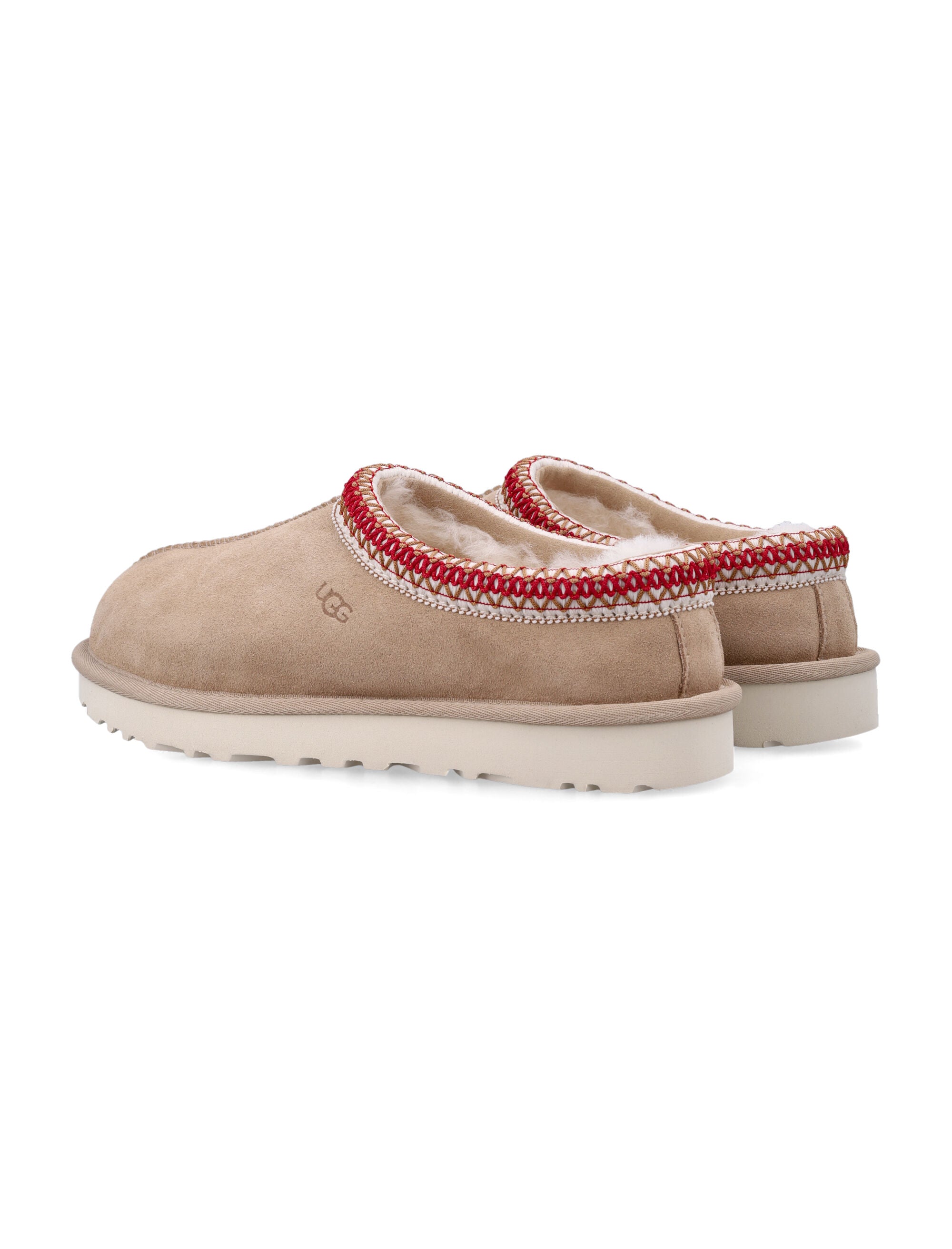 Ugg Tasman Ii Womens Suede Slippers Sand Dark Cherry Upper Mules