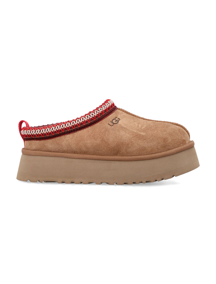 Ugg Tazz Ii Suede Platform Mules Chestnut Upper