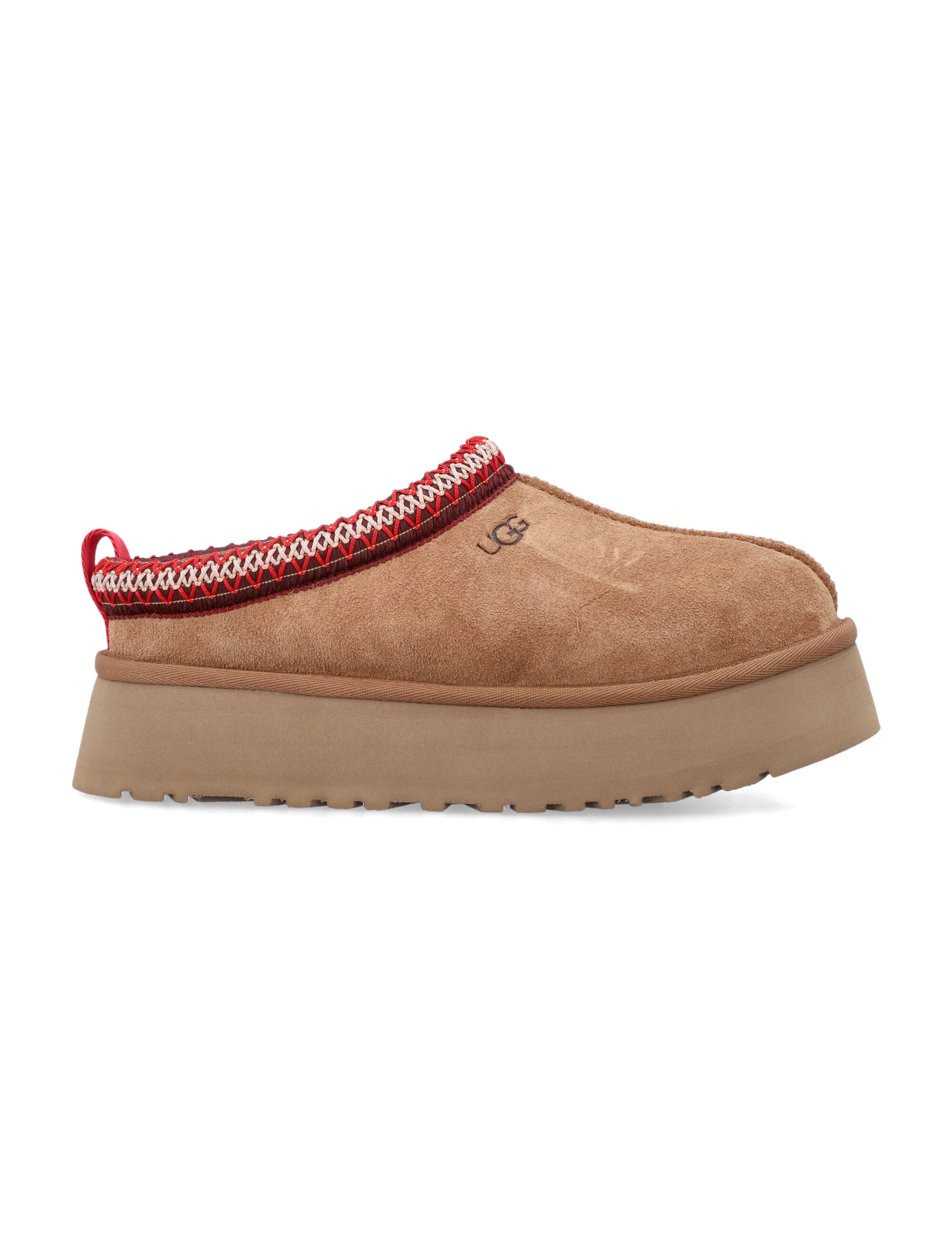 Ugg Tazz Ii Suede Platform Mules Chestnut Upper
