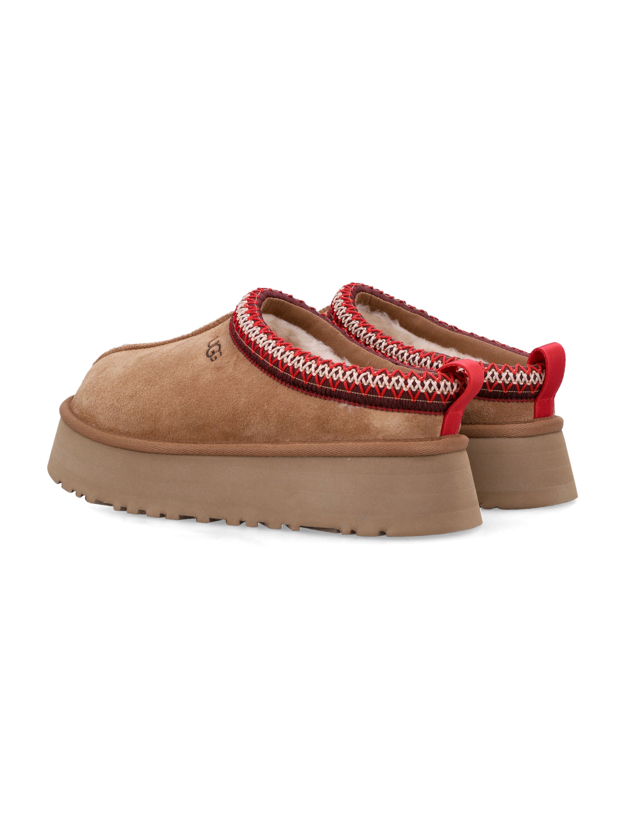 Ugg Tazz Ii Suede Platform Mules Chestnut Upper