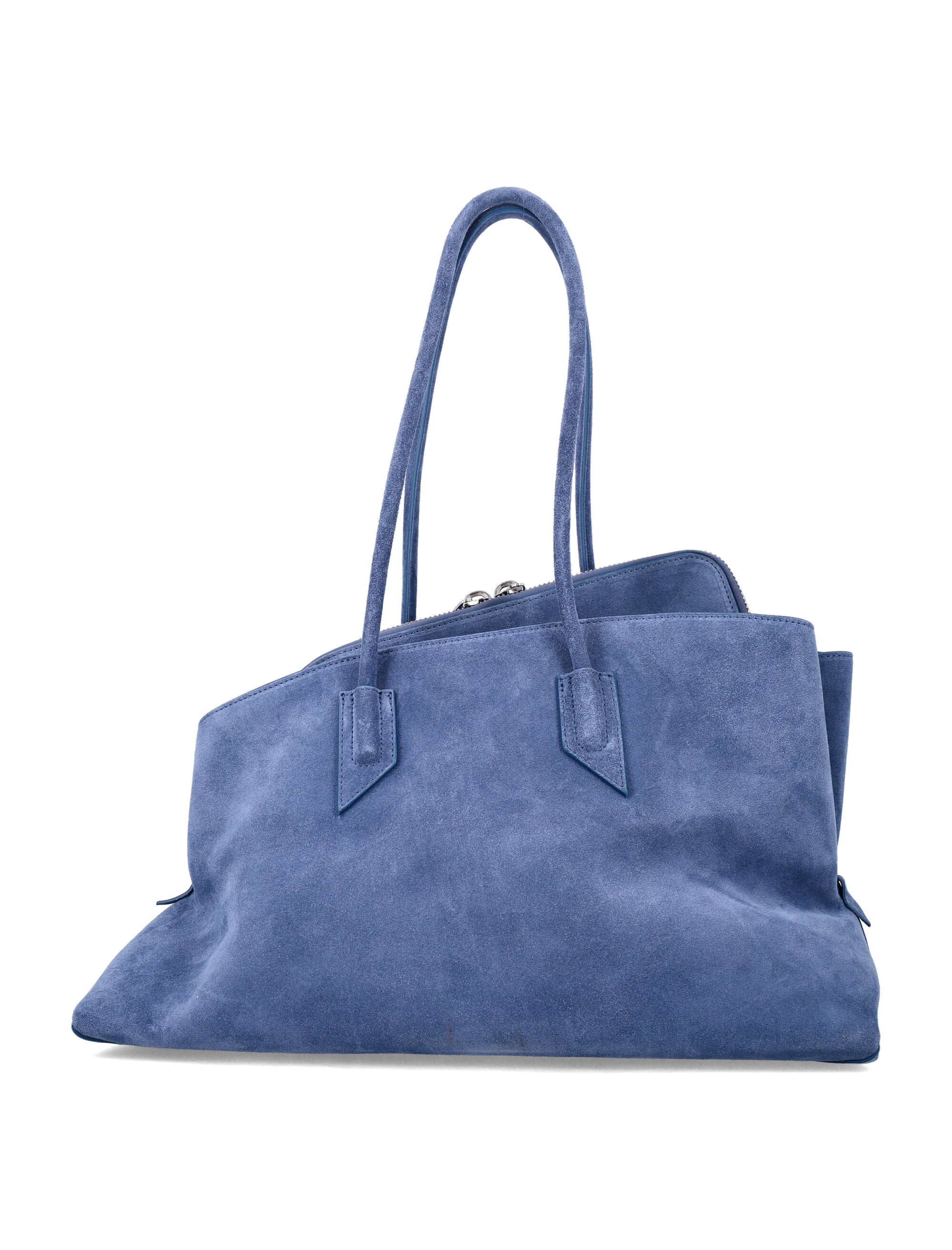 The Attico La Passeggiata Suede Medium Tote Sapphire Blue Bos Taurus Lining Shoulder Bag