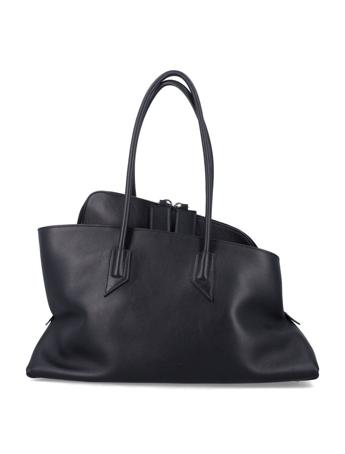 The Attico La Passeggiata Medium Leather Tote Black Calf Bos Taurus Lining Shoulder Bag